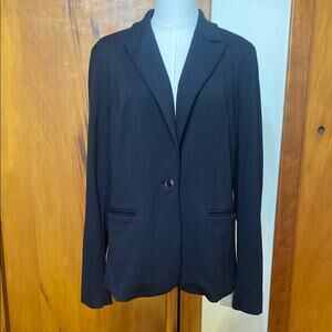 Jason Wu | Navy Blue Tailored One Button Rayon Stretch Blazer Notched Lapels - M